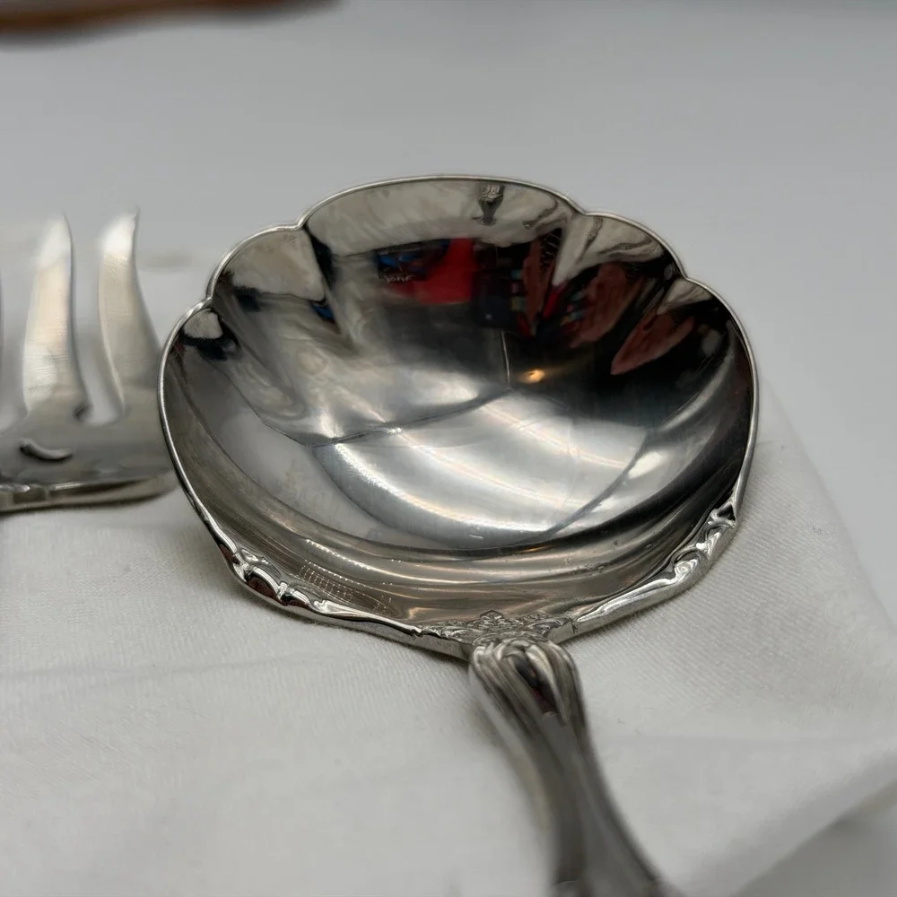 Vtg Oneida Community Brahms Stainless Flatware 4 Piece Serving Set Floral Ornate